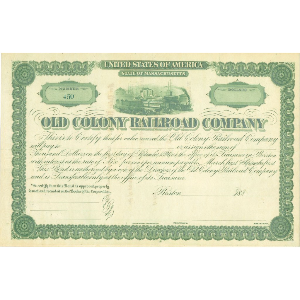 1880 - OLD COLONY RAILROAD COMPANY (VERDE)