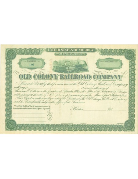 1880 - OLD COLONY RAILROAD COMPANY (VERDE)