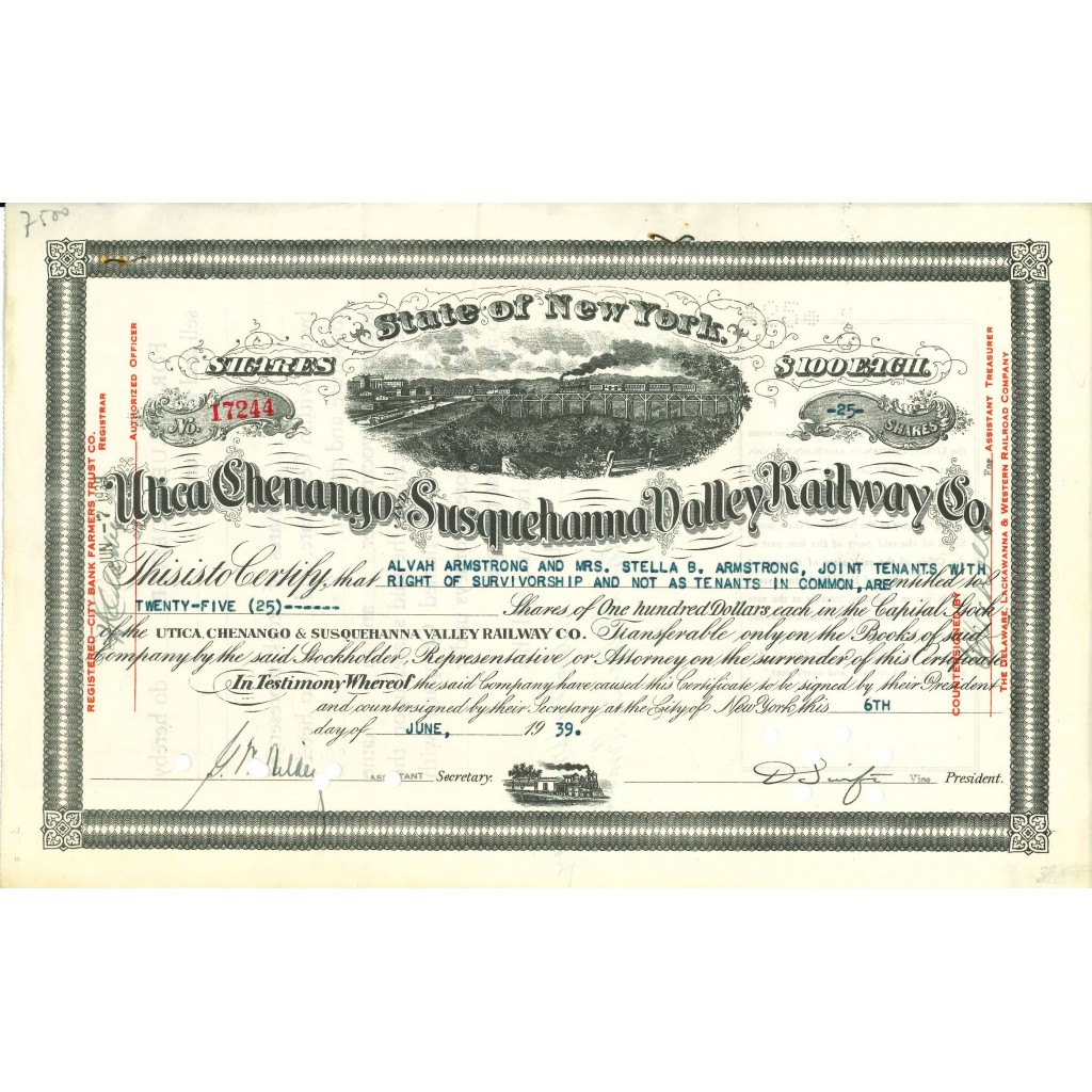 1939 - UTICA CHENANGO & SUSQUEHANNA VALLEY...