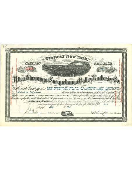 1939 - UTICA CHENANGO & SUSQUEHANNA VALLEY RAILWAY CO.