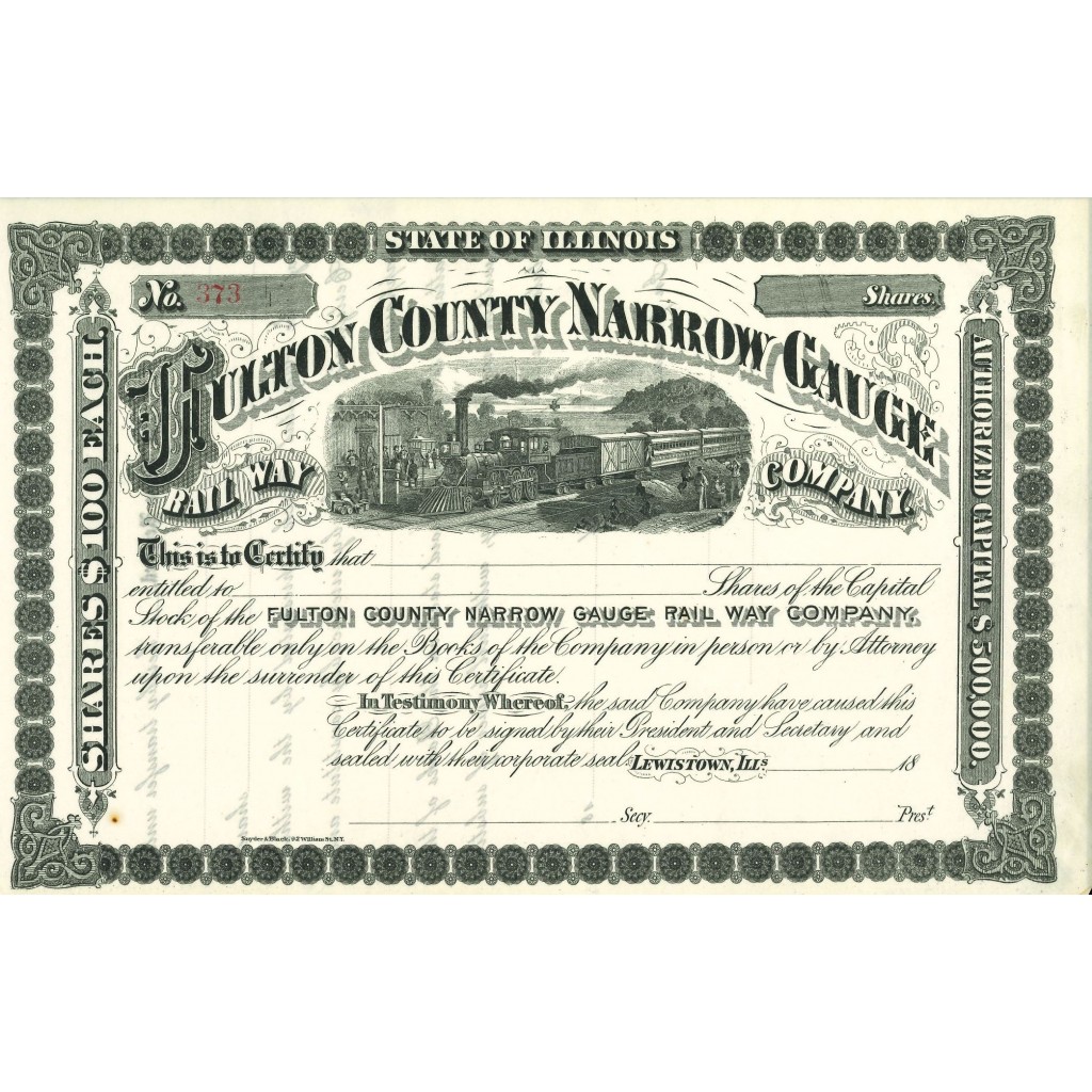 1878 - FULTON COUNTY NARROW GAUGE RAIL WAY COMPANY
