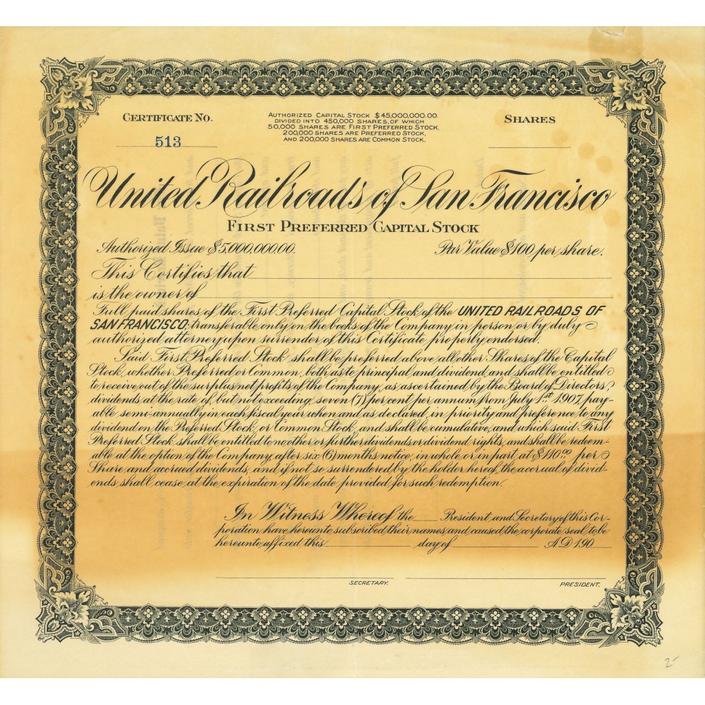 1900 - UNITED RAILROADS OF SAN FRANCISCO