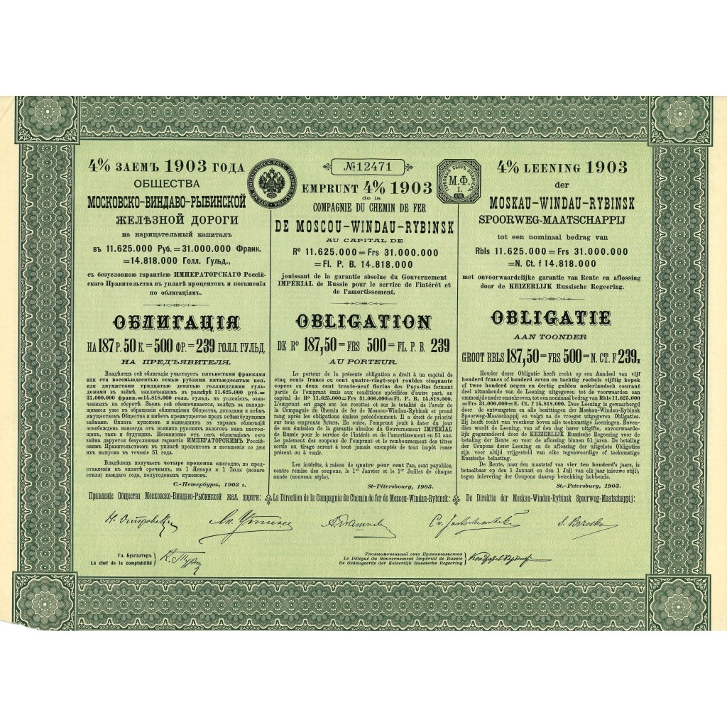1903 - CHEMIN DE FER DE MOSCOU-WINDAU-RYBINSK...