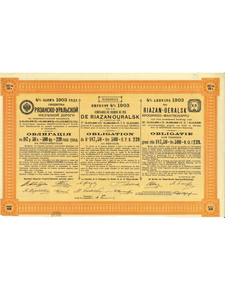 1903 - CHEMIN DE FER DE RIAZAN-OURALSK COMP. DU