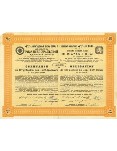 1908 - CHEMIN DE FER DE RIAZAN-OURAL COMP. DU