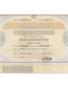 BANCA UNIONE 25 AZIONI MILANO 1974