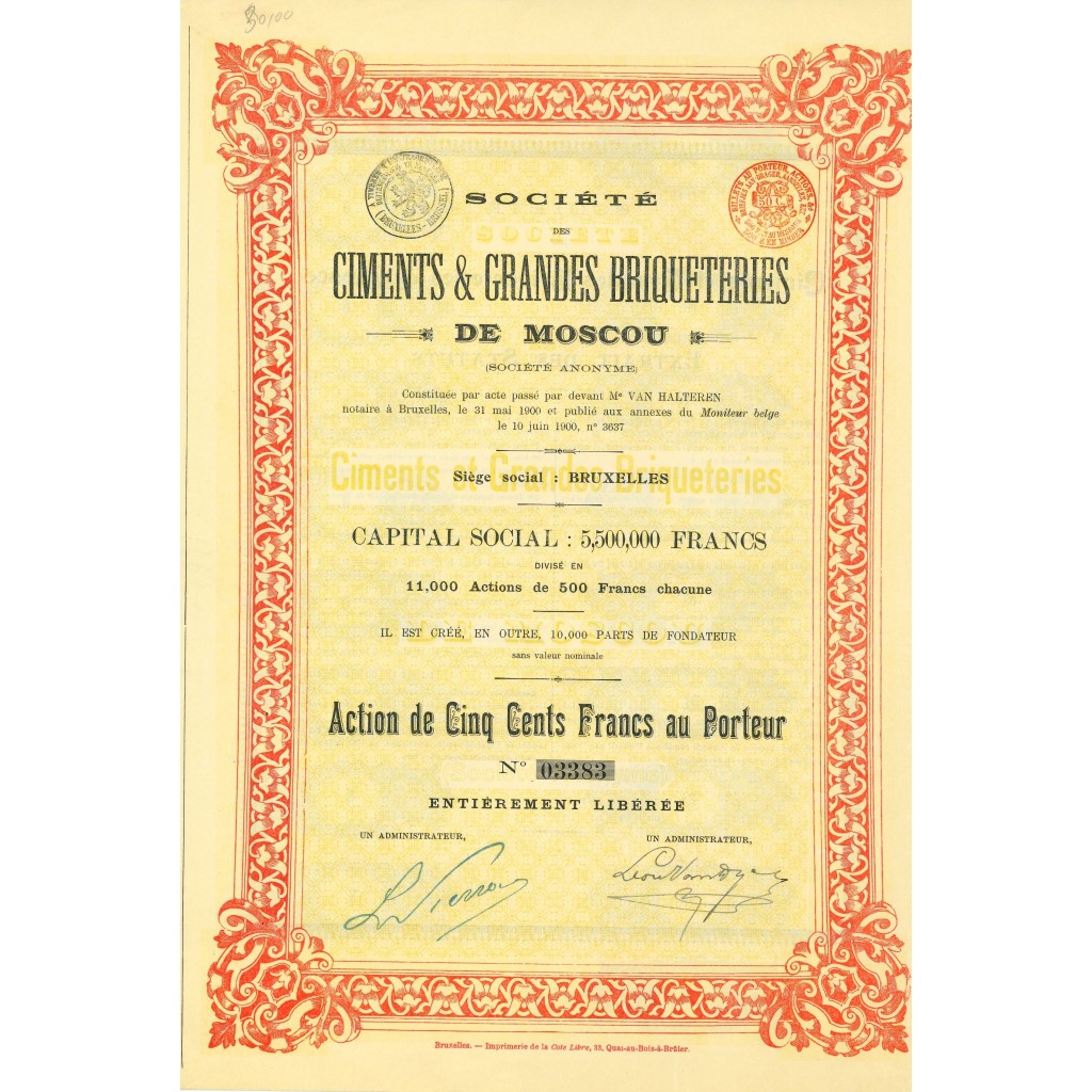 1900 - CIMENTS & GRANDES BRIQUETERIES DE MOSCOU...