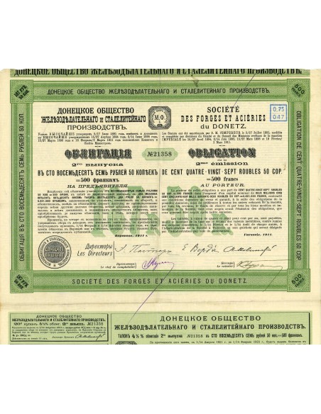 1911 - FORGES ET ACIERIES DU DONETZ SOC. DES