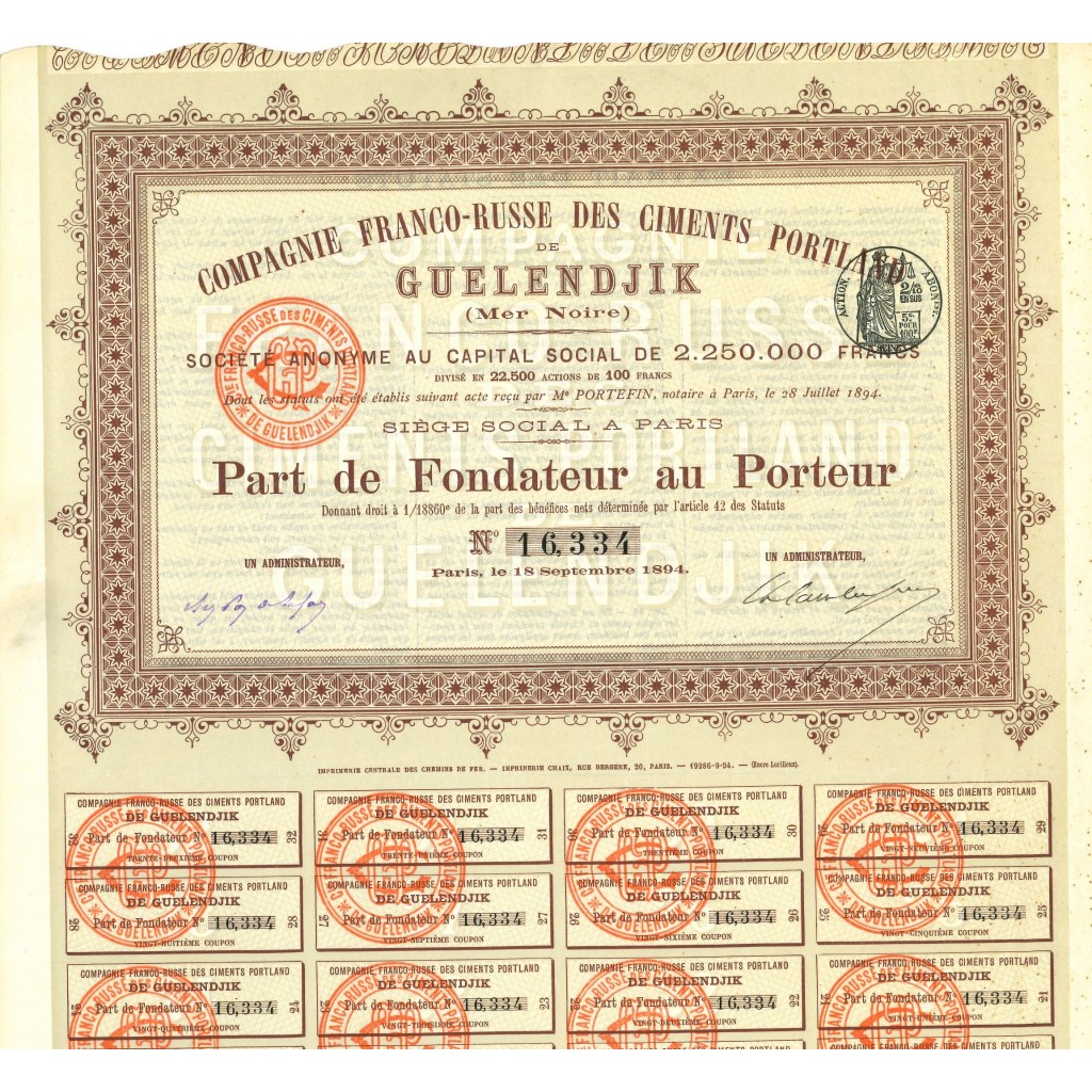1894 - FRANCO-RUSSE DES CIMENTS PORTLAND DE...