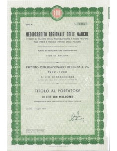 MEDIOCREDITO REGIONALE DELLE MARCHE - 1000 OBBLIG. ANCONA 1972
