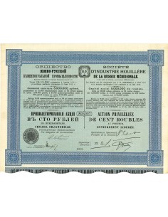 1912 - INDUSTRIE HOUILLERE DE LA RUSSIE MERIDIONALE SOC....