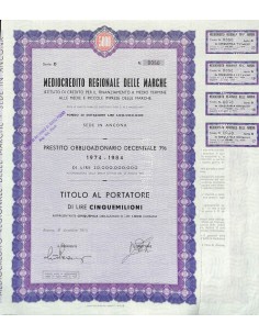 MEDIOCREDITO REGIONALE DELLE MARCHE - 5000 OBBLIG. ANCONA 1973
