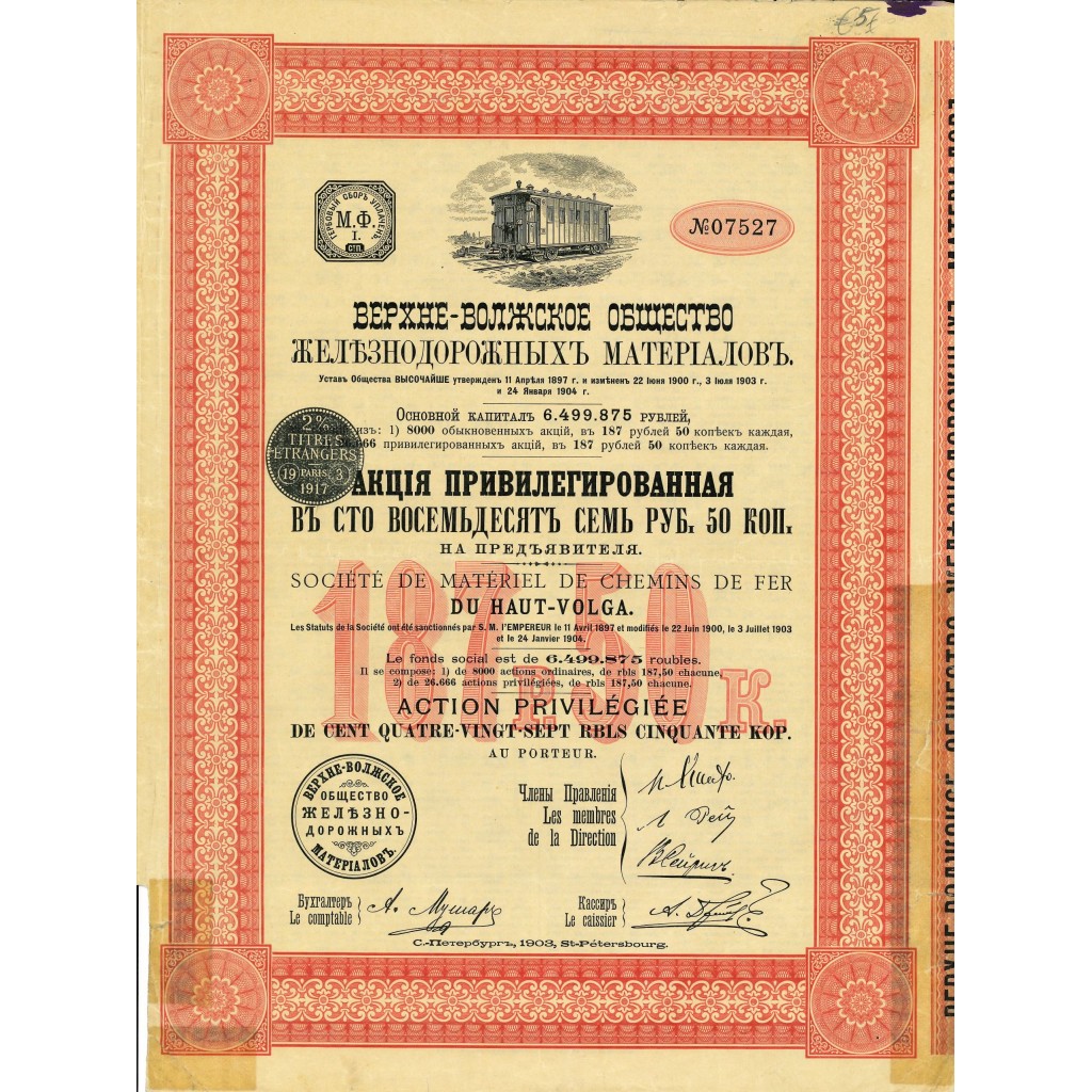 1903 - MATERIEL DE CHEMINS DE FER DU HAUT-VOLGA...