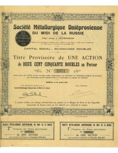 1917 - METALLURGIQUE DNIEPROVIENNE DU MIDI DE LA RUSSIE SOC.