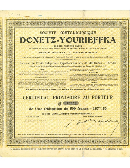 1895 - METALLURGIQUE DONETZ-YOURIEFFKA SOC.