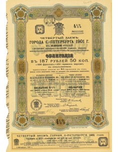 1901 - QUATRIEME EMPRUNT DE LA VILLE DE ST. PETERSBOURG,...