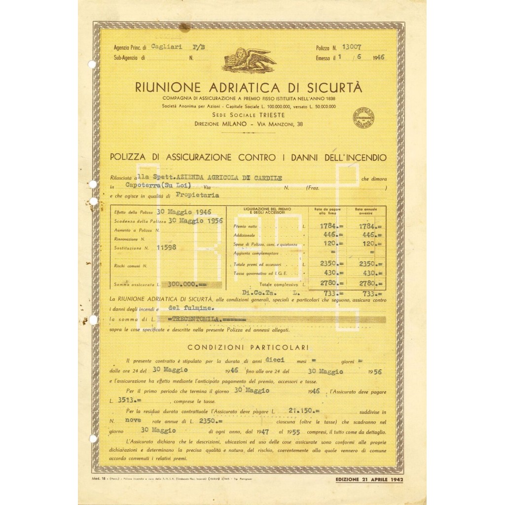 1946 - RAS RIUNIONE ADRIATICA DI SICURTA' -...