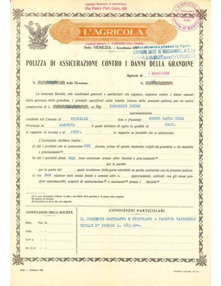1934 - L'AGRICOLA - GRANDINE - MANTOVA