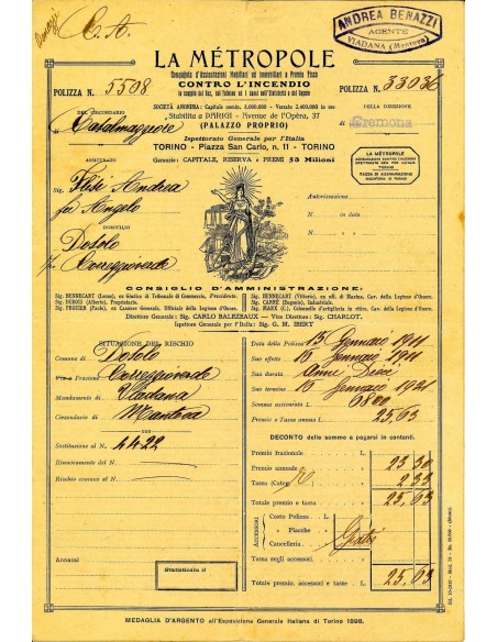 1911 - LA MÉTROPOLE - INCENDIO - CREMONA