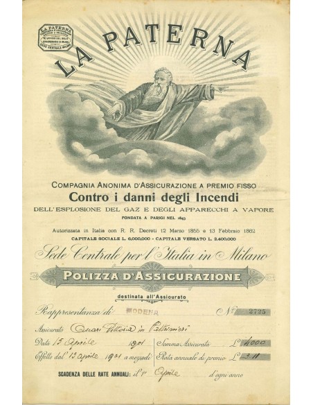 1901 - LA PATERNA - INCENDIO - MODENA
