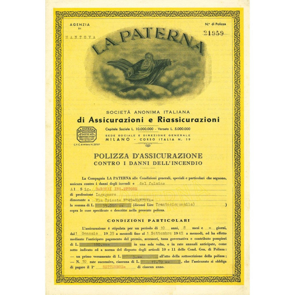 1939 - LA PATERNA - INCENDIO - MANTOVA