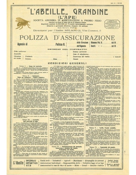 1911 - L'ABEILLE GRANDINE (L'APE) - MILANO