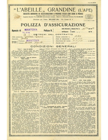 1931 - L'ABEILLE GRANDINE (L'APE) - MANTOVA