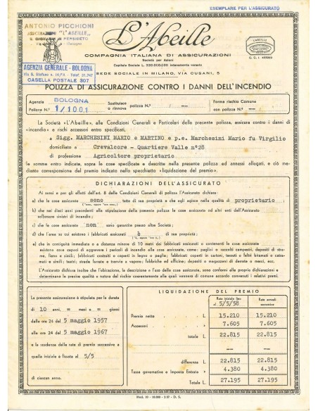 1957 - L'ABEILLE - INCENDIO - BOLOGNA