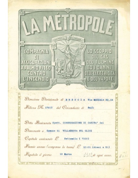 1912 - LA MÉTROPOLE - INCENDIO - BRESCIA