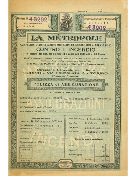 1922 - LA MÉTROPOLE - INCENDIO - BRESCIA