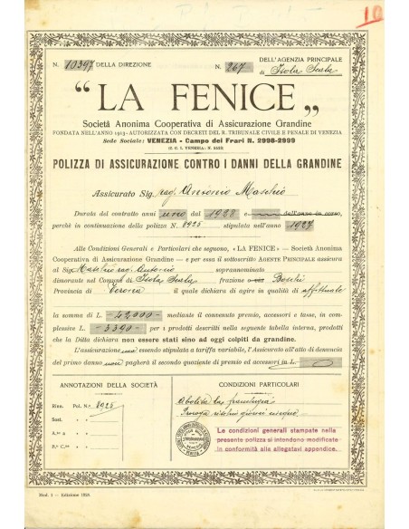 1928 - LA FENICE - GRANDINE - VENEZIA