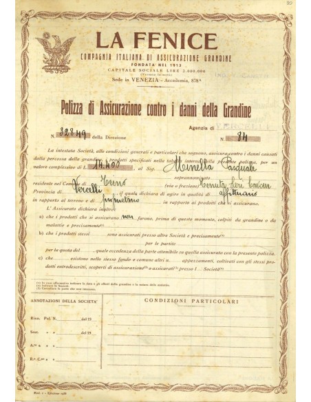 1936 - LA FENICE - GRANDINE - VERCELLI