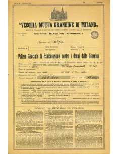 1931 - VECCHIA MUTUA GRANDINE DI MILANO - GRANDINE - BOLOGNA