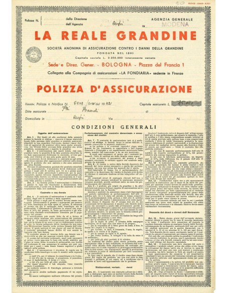 1942 - LA REALE GRANDINE - GRANDINE - MODENA