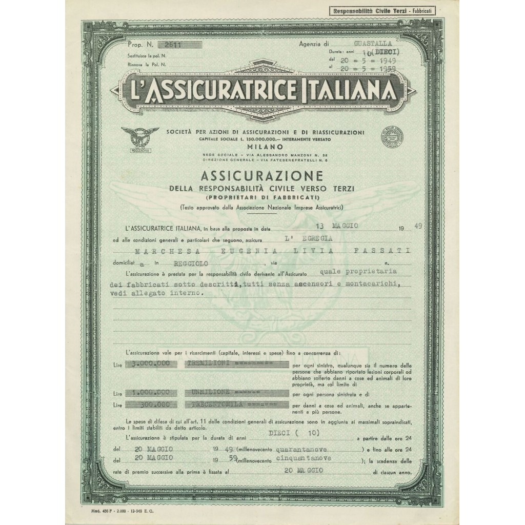1949 - L'ASSICURATRICE ITALIANA -...
