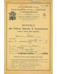 1928 - ITALIANA DI ASSICURAZIONE CONTRO LA GRANDINE E DI...