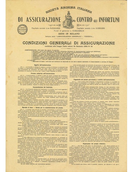 1905 - ITALIANA DI ASSICURAZIONE CONTRO GLI INFORTUNI S. A. - MILANO