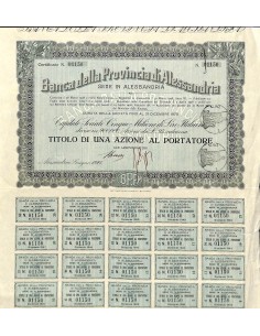 BANCA DELLA PROVINCIA DI ALESSANDRIA - UNA AZIONE 1928