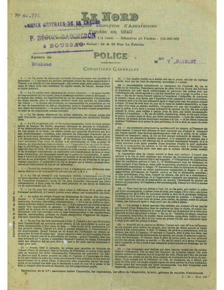 1922 - LE NORD - FULMINI - BOUSSAC