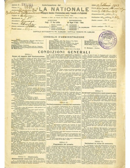 1919 - LA NATIONALE - INCENDIO - VERONA