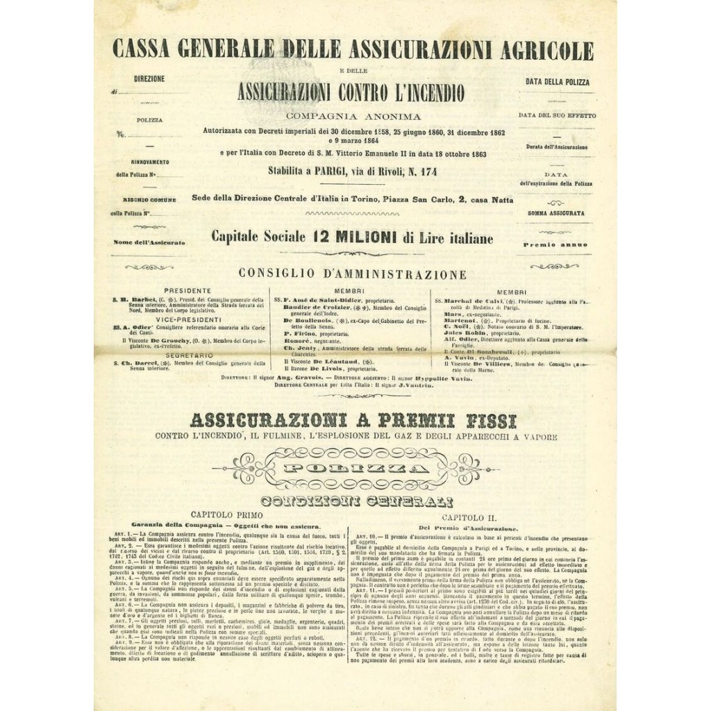 1864 - CASSA GENERALE DELLE ASSICURAZIONI...