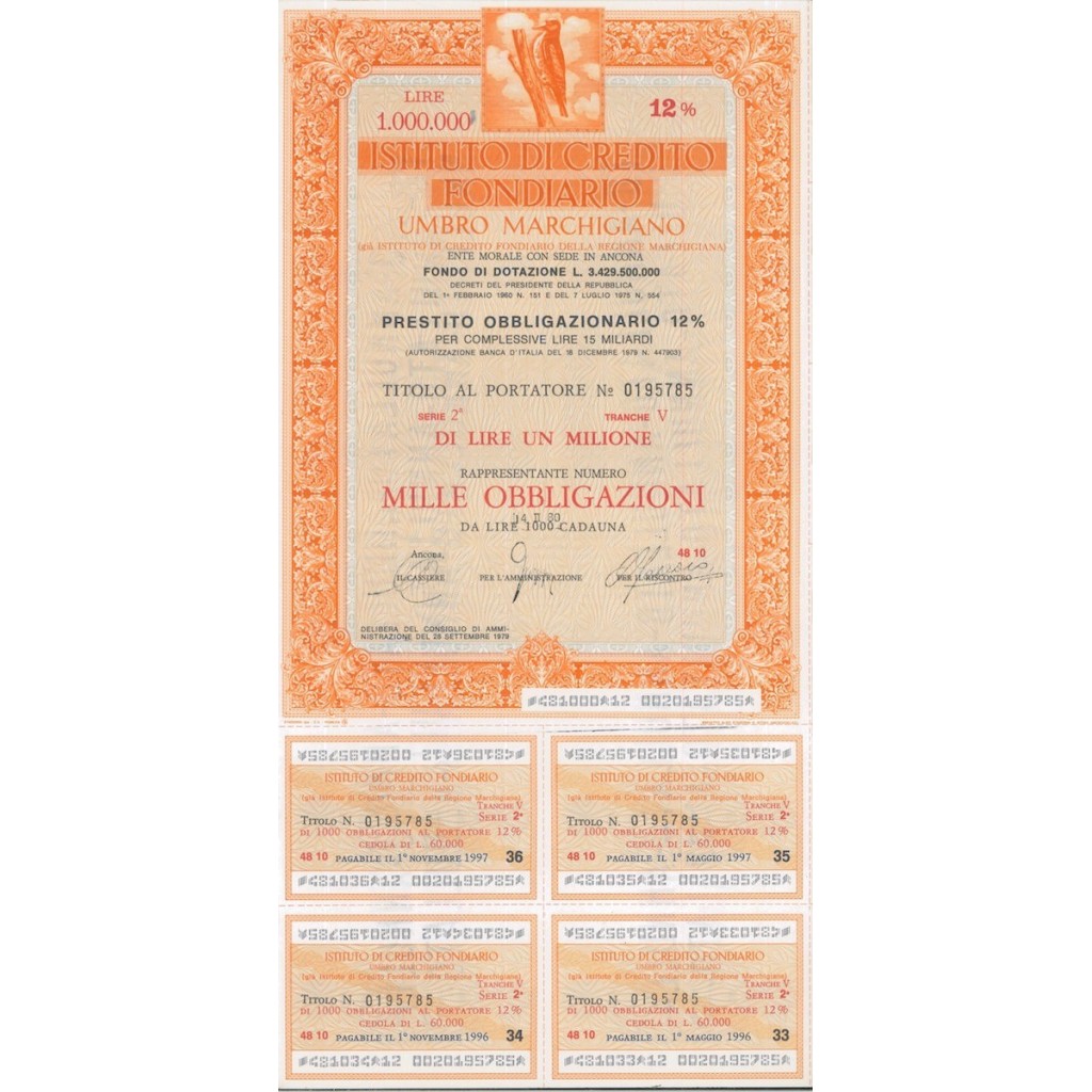 ISTIT. DI CREDITO FOND. UMBRO MARCHIGIANO 1000 OBBL. 12% 1993