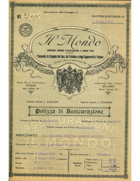 1920 - IL MONDO - INCENDIO - MILANO
