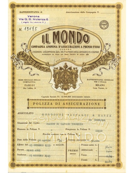 1935 - IL MONDO - INCENDIO - VERONA