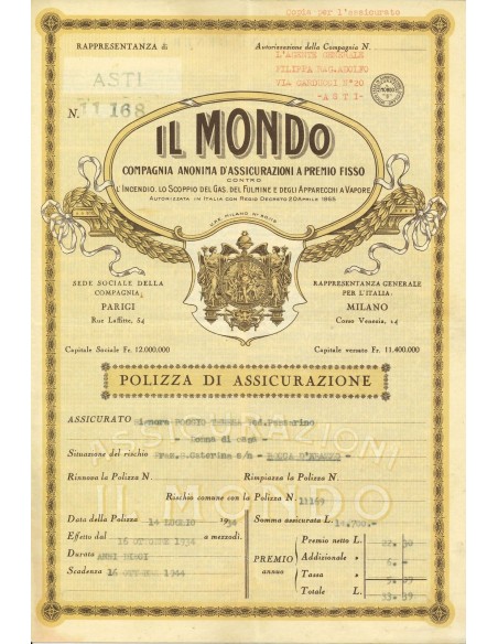 1934 - IL MONDO - INCENDIO - ASTI