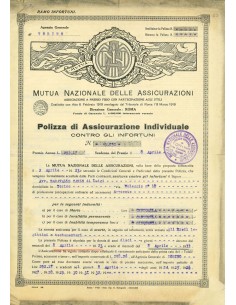 1923 - MUTUA NAZIONALE DELLE ASSICURAZIONI - INFORTUNI -...
