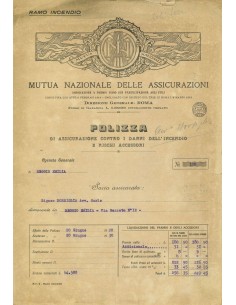 1920 - MUTUA NAZIONALE DELLE ASSICURAZIONI - INCENDIO -...