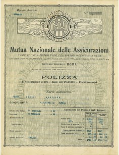 1921 - MUTUA NAZIONALE DELLE ASSICURAZIONI - INCENDIO -...