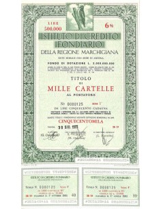ISTIT. DI CREDITO FOND. DELLA REG. MARCHIGIANA 1000 CARTELLE. 6% 1972