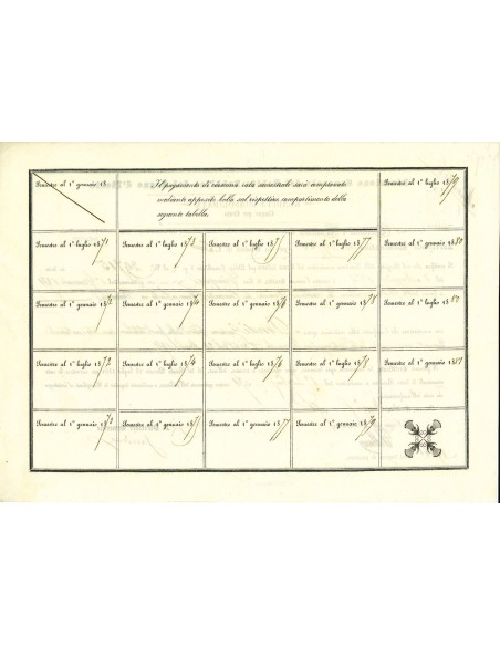 1871 - CERTIFICATO D'USUFRUTTO - RENDITA CONSOLIDATA 5% - FERRARA
